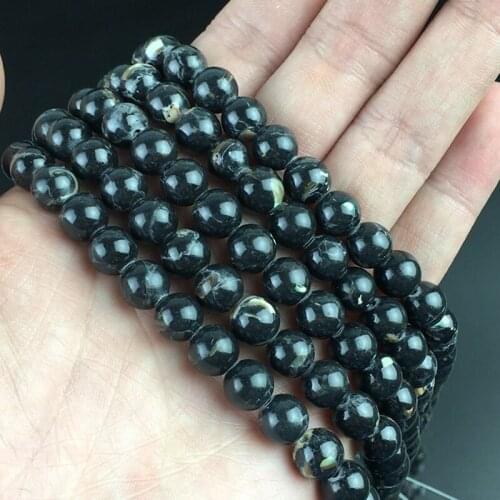 Black Shell Turquoises Round Beads Loose Spacer Howlite Beads For Jewelry Making DIY Charms Bracelet Necklace 15''4/6/8/10/12mm