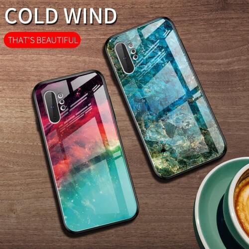 For Samsung Galaxy Note 10 Case Marble Grain Gradient Hard Tempered Glass Protective Back Cover Case for samsung note 10+ 10pro