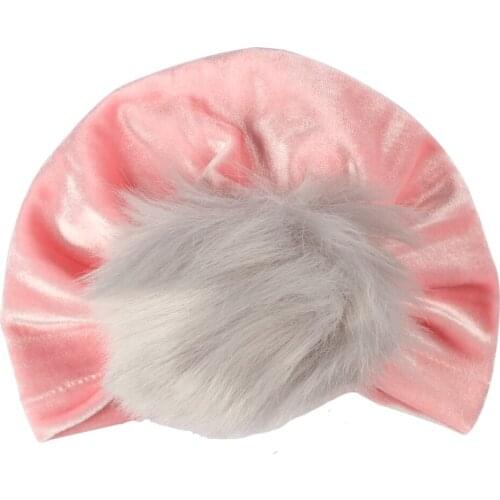 Baby Hat Faux Fur Baby Cap Cotton Pompom Bobble Hat For Kids Winter Boys And Girls Caps Artificial Fur Childrens Hats