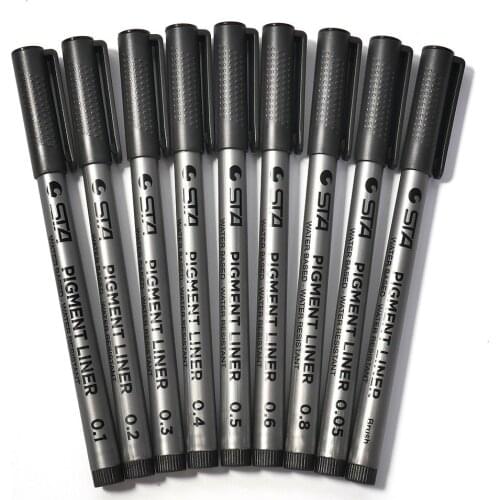 Sketch Markers Art Marker Pen Different Tip Size Pigment Liner Water Based For Drawing Handwriting Supplies Stationery Free Ship