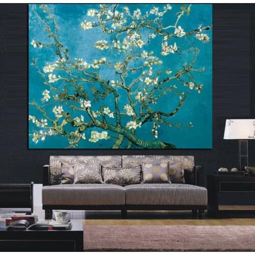 Van Gogh Blossoming Almond Tree Impressionist Oil Painting Wall Canvas Art Poster and Print Flower Wall Picture for Living Room