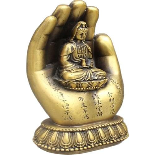 Chinese Buddhism Bronze Kwan-yin Bodhisattva Goddess Hand Buddha Statue