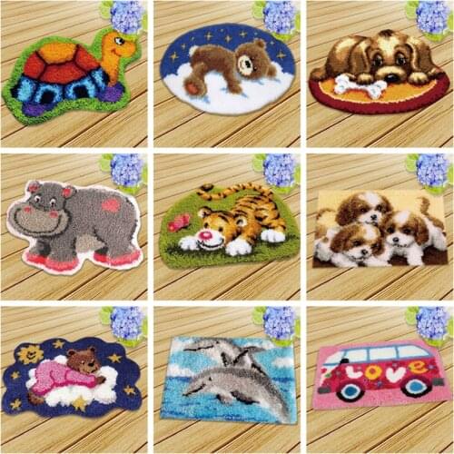 Carpet Embroidery Latch Hook Kit Latch HookTapijt Knoopkussen Dieren Knitted Foamiran for needlework Bear Latch Hook Rug Canvas