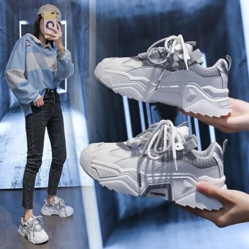 Womens Platform Sneakers Retro Lace-Up Running Shoes Thick Sole Height Increase Sports Casual Dady Shoe Walking Tennis Shoes