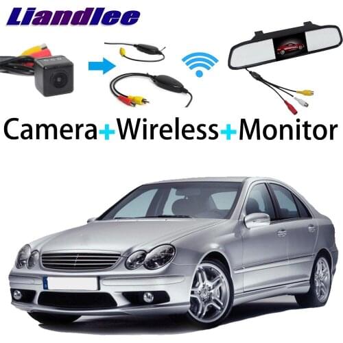 Liandlee For Mercedes Benz C Class MB W203 4D 3 in1 Special Rear View Reversing Camera + Wireless Receiver + Mirror Monitor DIY