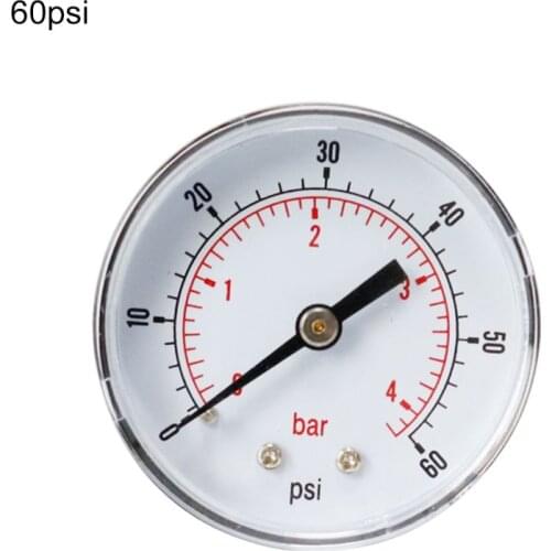 Pressure Gauge 52mm Dial 1/8\" BSPT Horizontal 0/15,30,60.100,160,300 PSI & Bar