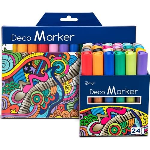 Acrylic Paint Markers Pens 12/24 Colors Acrylic Paint Pens Great for Rock Painting Wood Fabric Card Paper Ceramic & Glass