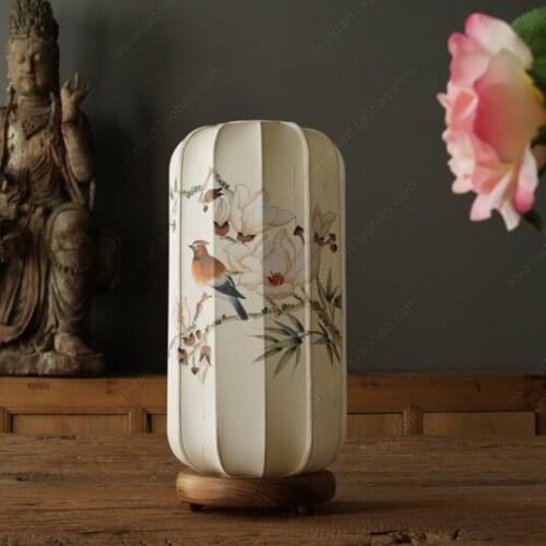 Furnishings Asianart Study Table Lamp Neoclassical Table Lamp Fabric Hand Painted Bedroom Table Lamp Living Room Table Lamp