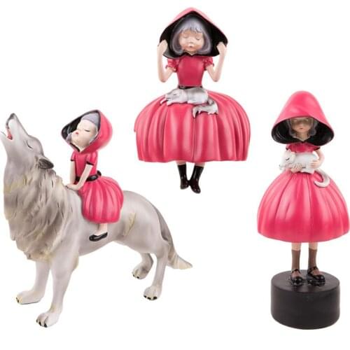 [MGT]Creative fairy tale character Little Red Riding Hood gray home bedroom decoration crafts girl heart room furnishings
