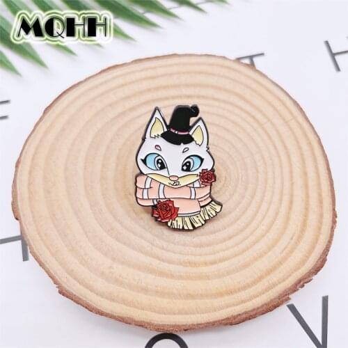 Cartoon Fun Plants Animals Flowers Rats Enamel Pins Scarves Magic Hats Alloy Brooches Badges Clothes Accessories Women Jewelry