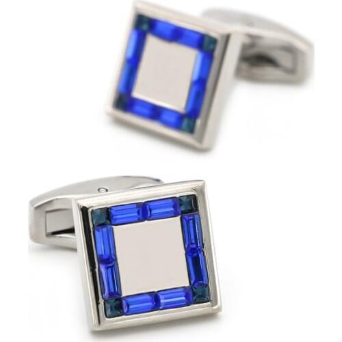 Mens Luxurious Crystal Business Cuff Links Copper Material Square Design