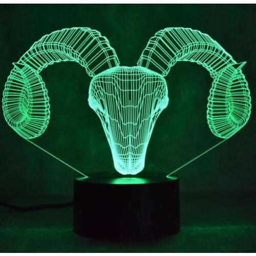 New Goat Head 3d Colorful Led Night Lamp Smart Home Usb Power Child Toy 3d Light Christmas decorations gift for baby room lights