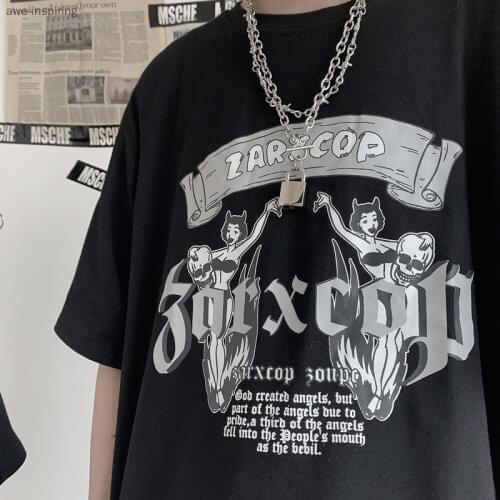 2021 new ins Harajuku cartoon anime Japanese printing loose top all-match short-sleeved t-shirt men and women trend fashion