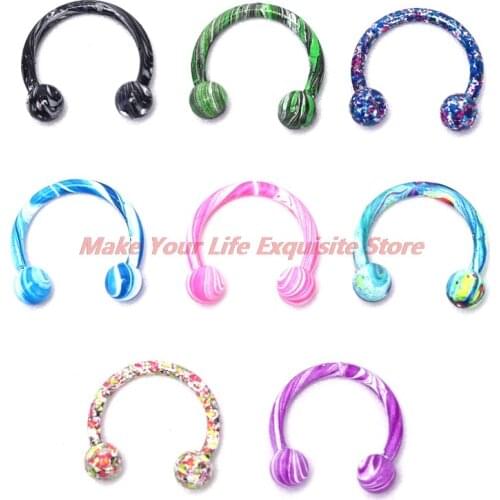 New 8Pcs/Set Fashion Lip Nose Hoop Balls Body Piercing Jewelry Stainless Steel Horseshoe Bar Ear Ring Belly Button Femme