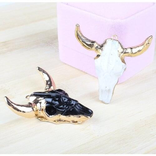 5pcs / bag natural stone metal edge black stone white pine pendant jewelry making handmade DIY necklace earrings accessories