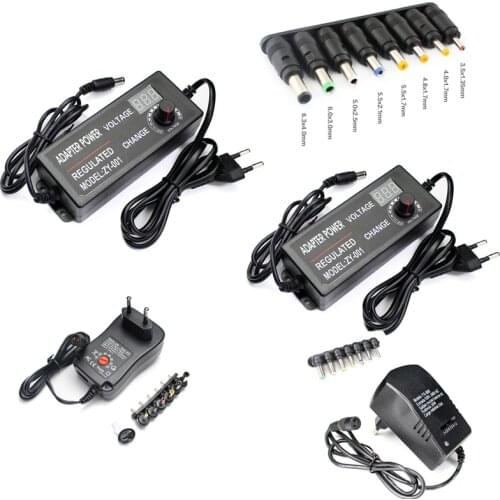 AC DC 12V Power Adapter Supply 24V Adjustable Source 3V–12V 5A 3V – 24V 2A 3A 30W EU US With Connector 5.5MM * 2.5MM(2.1MM)