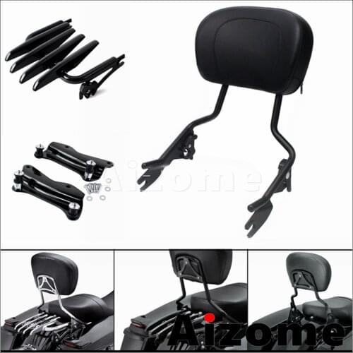 Motorcycle Detachable Sissy Bar Backest Stealth Luggage Rack For Harley Touring Road King Street Road Glide FLHX FLHR 2014-2019