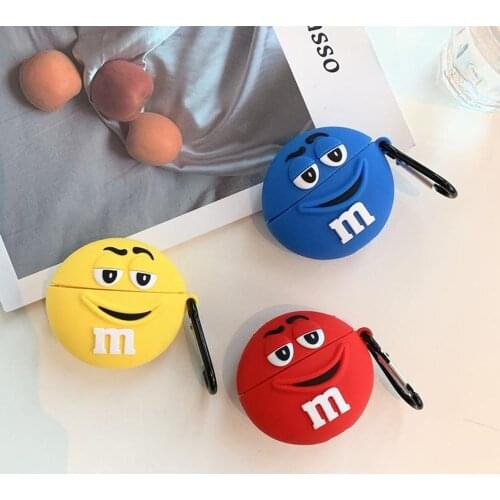 Cartoon 3D Smiley M Coffee Bean Wireless Bluetooth Headset Silicone cover For Airpods 1 2 Airpod Pro3 Earphone Protective case