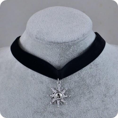 Trendy HOT Elegant velvet ribbon Choker Necklace Sun pendant necklace Women Girls Fashion Jewelry