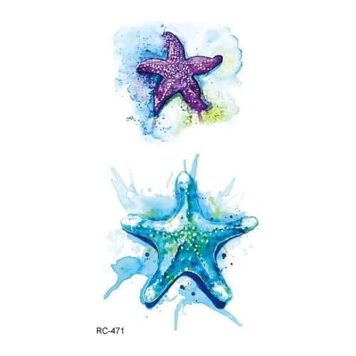 Rocooart RC471 Starfish Waterproof Temporary Tattoo Sticker Dancing Fish Flash Taty Blue Ocean Tatuagem Body Art Fake Tattoo