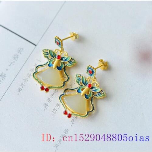 White Butterfly Flower Pendant Women 925 Silver Charm Amulet Chalcedony Natural Fashion Crystal Necklace Ear studs Zircon