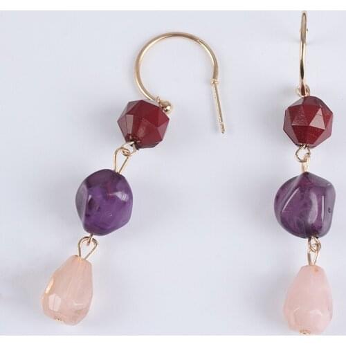 2020 ZA Bohemian Ethnic Long Stone Earrings Woomen Resin Beaded Dangle Statement Dangle Earrings For Women Jewelry