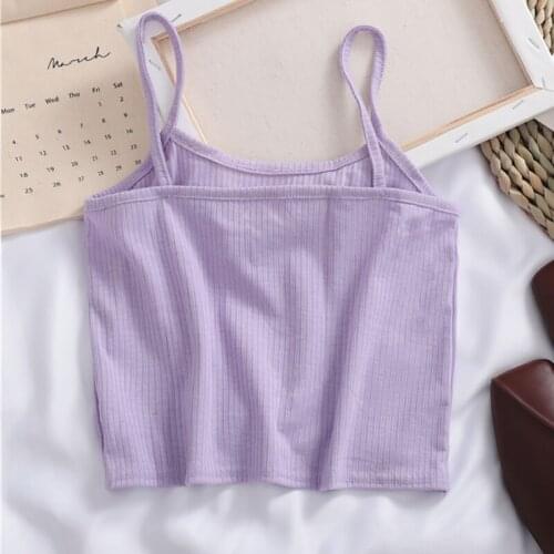 Women Purple Crop Tops Female Knitted Camisoles Cotton Solid Cute Tube Tops Camis Straps Plain Basic Tops For Women y2k top