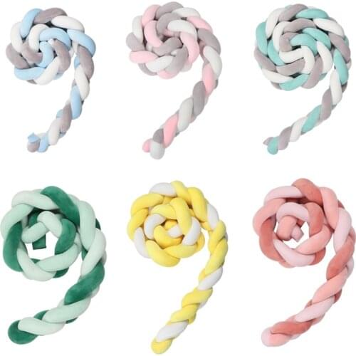 1M 2M Length Baby Bed Bumper 4 Braids Baby Bed Decor Pure Weaving Plush Knot Crib Bumper Protector Infant Room Decor