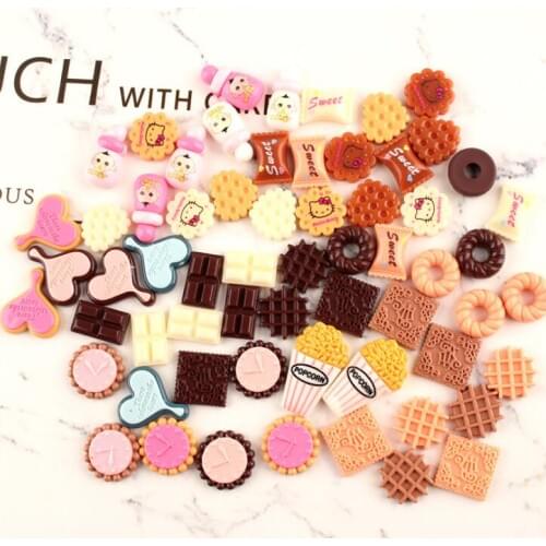 10pcs/lot Flatback Flat Back Kawaii Resin Cabochon Food candy DIY Resin Craft Decor Embellishment