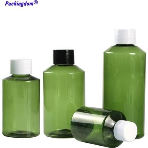 10pcs Packaging Bottle Empty Coke Cap Dark Green Plastic Cosmetic Bottles PET Refillable Tube Container 50ml 100ml 150ml 200ml