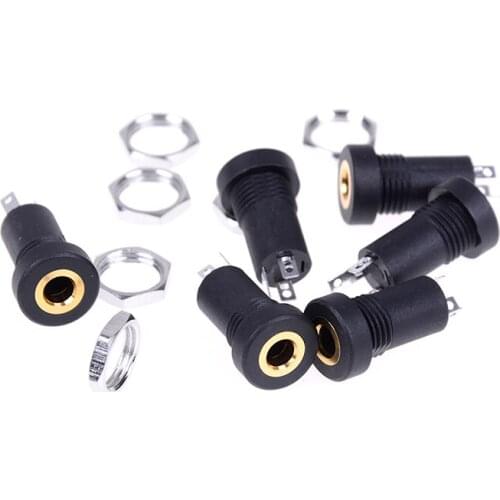 2PCS 3.5MM Audio Jack Socket 3 Pole Black Stereo Solder Panel Mount Gold With Nuts Connector Drop Shipping