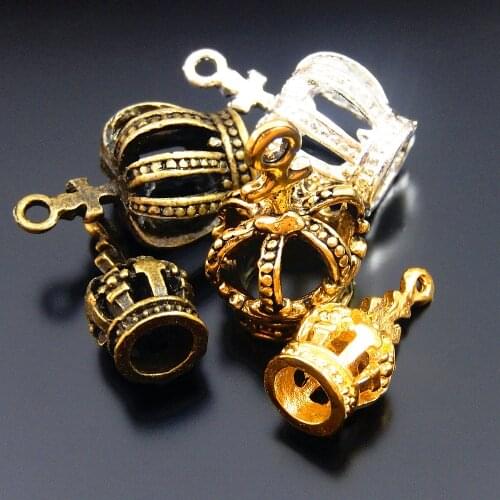 20pc/lot Mixed Color Vintage Style Crown Necklace Pendant 23*7mm Man Women Bracelet Charms Handmade Gifts Jewelry Fine GR-734