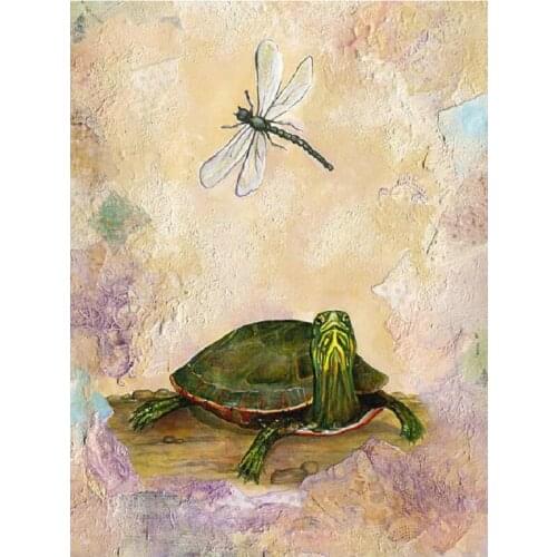 5D DIY Diamond painting Turtle and dragonfly Full Square Round Diamond embroidery 3D Cross stitch Diamond kit craft gift E854