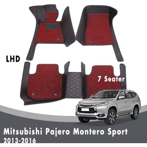 Car Floor Mats For Mitsubishi Pajero Montero Sport 2016 2015 2014 2013 (7 Seater) Carpets Custom Double Layer Wire Loop Leather