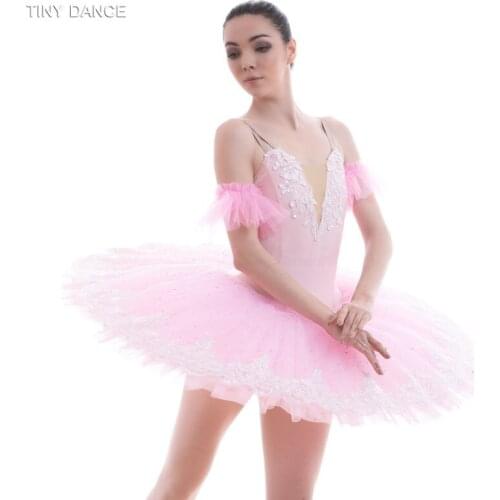 Adult Girls Sugar Plum Pink Ballet Dance Tutu with White Trim Edge on First Layer of Tulle Tutu Pancake Tutu Ballet Dress BLL053