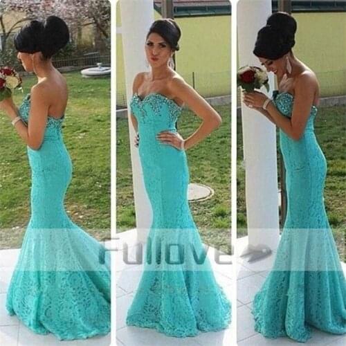 Noble Sky Blue Lace Evening Dress Long 2019 Beaded Pearls Mermaid Formal Evening Dresses Party Gowns Robe De Soiree Abendkleider