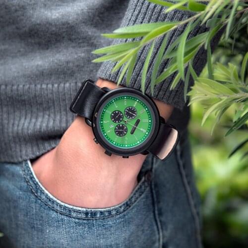 BOBO BIRD Men Watch Fashion Wooden Quartz Watch Auto Date Displa Wristwatch Chronograph Genuine Leather Clock relogio masculino
