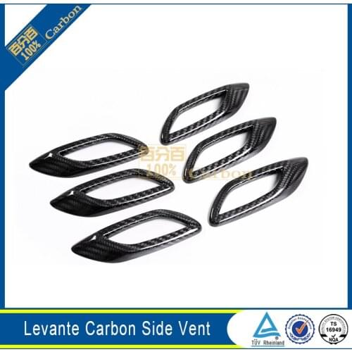 Carbon Fiber Window Side Vent Sticker Trims For Maserati Levanti 2016 6pcs
