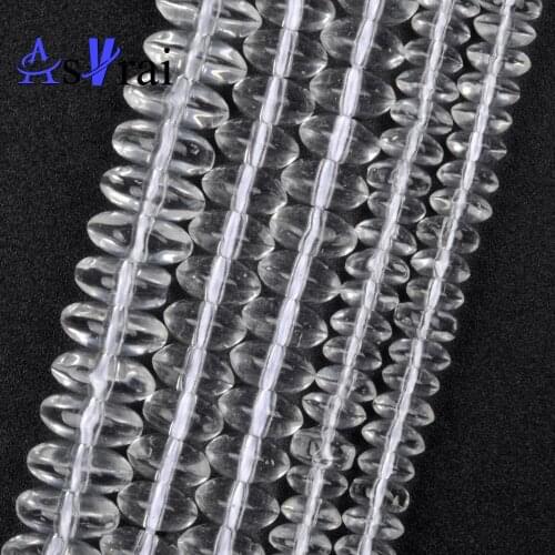 Natural Stone Smooth White Crystal Abacus Beads For Jewelry Making Round Loose Spacer Beads DIY Bracelet Necklace Accessories