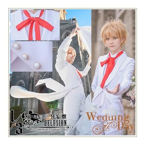 Cardcaptor Sakura Li Syaoran Cosplay Costume white wedding tuxedo