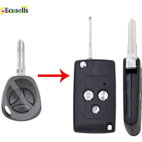 3 buttons Folding flip remote Key shell case fob For Lada with uncut blade