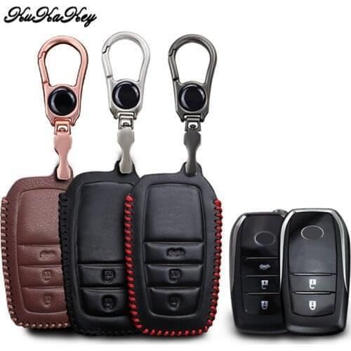 2017 Leather Car Key Cover Case For Toyota High lander Land Cruiser Riez RAV4 Camry Crolla Crown Prado Auto Key Shell Holder