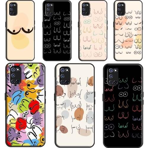 Geometric Beautiful Boobs Art Phone Case For OPPO A53 A31 A9 A5 2020 Reno 2 Z A1K A3S A5S A15 A52 A72 A83 A91 A93 Cover