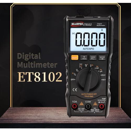 WinAPEX ET8102 Digital Multimeter True RMS 6000 Counts Flashlight Digital Voltmeter 1000V 10A AC/DC Ammeter Pocket Multimeter