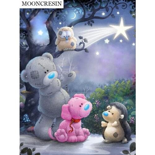DIY Diamond Painting Cross Stitch 5D Round Diamond Embroidery Mosaic Patterns Needlework Cartoon Teddy Bear Childs Gift Decor