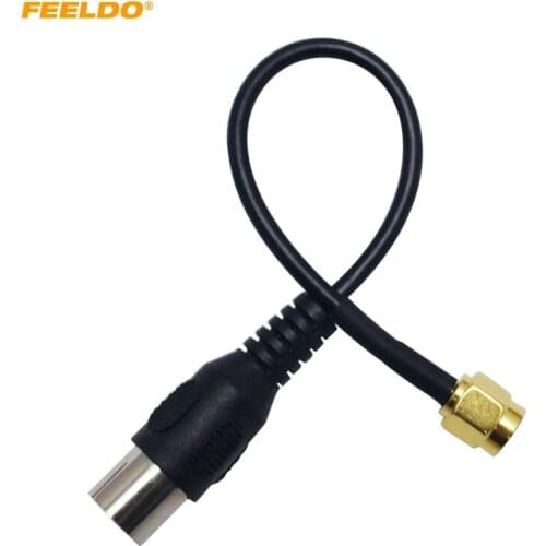 FEELDO 1Pc Auto Connector SMA Male to IEC DVB-T TV PAL Female Plug Adapter RG174 Cable Jumper Pigtail Wire #3918