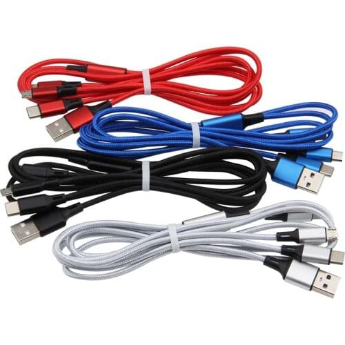 3 IN 1 Type C 8Pin Micro USB Cable For iPhone 11 Xr 8 X 7 6 6S Plus iOS 10 9 Samsung Nokia USB Fast Charging Cables Cord 20pcs