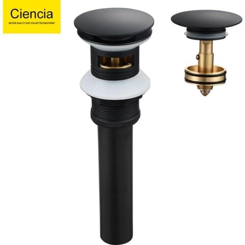 Brass Bathroom Basin Drainer with Removable Filter Basket Pop Up Drain Sink Drainer With/Without Overflow Hole