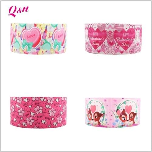 Q&N Grosgrain Ribbons Print 38mm 50 Yards Valentines Day Love DIY Ribbons for Crafts Sewing Accessories Decorative Ribbons 75mm