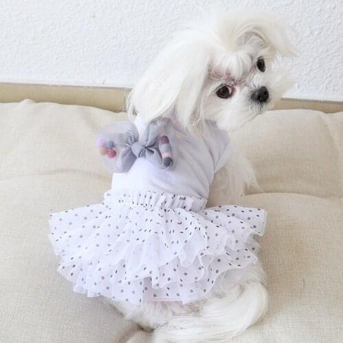 Summer Dog Lace Tullle Dress Breathable Cotton Dresses For Small Dog Party Birthday Wedding Bowknot Dress Pet Clothes